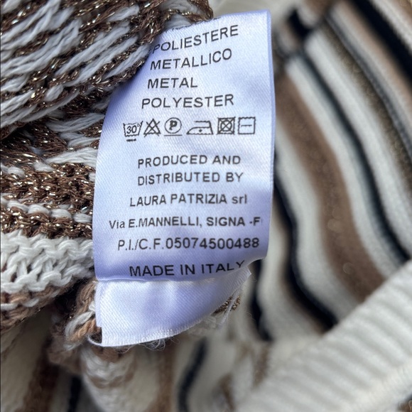 B.yu Metallic Striped Brown Cream Sweater - Picture 5 of 5